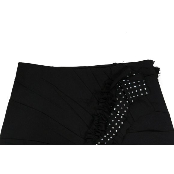 Saint Laurent YSL Black Embroidered Crystal Asymmetrical Short Skirt Size F38 - Picture 4 of 12